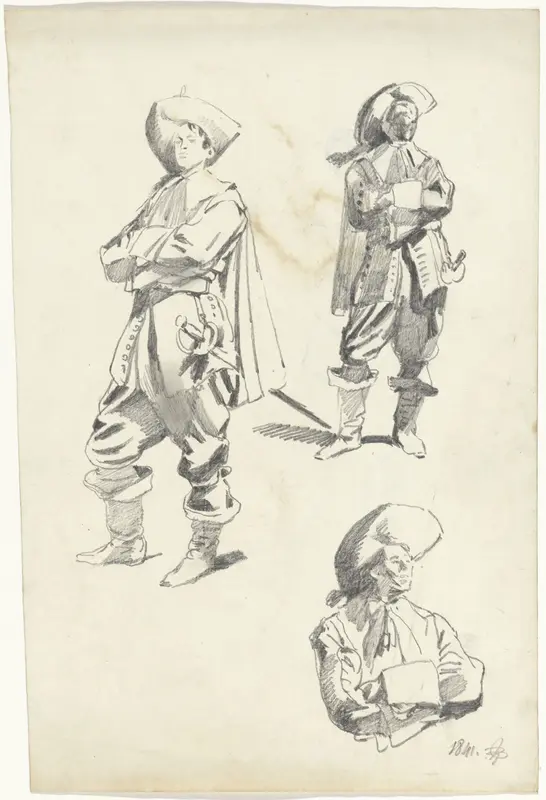 Drie studies van een soldaat Wall Art by Pieter van Loon - High-Resolution Digital Print