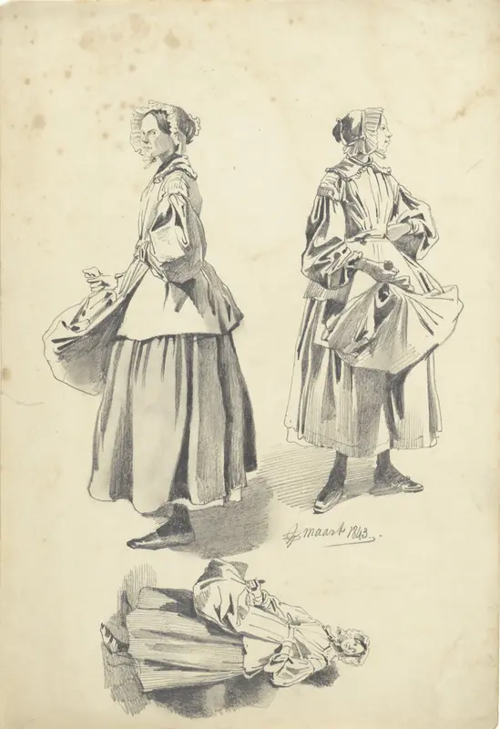 Drie studies van een staande vrouw Wall Art by Pieter van Loon - High-Resolution Digital Print