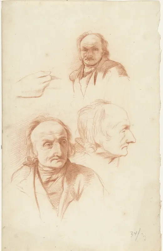 Drie studies van het hoofd van een oude man en een hand Wall Art by Abraham Johannes Ruytenschildt - High-Resolution Digital Print