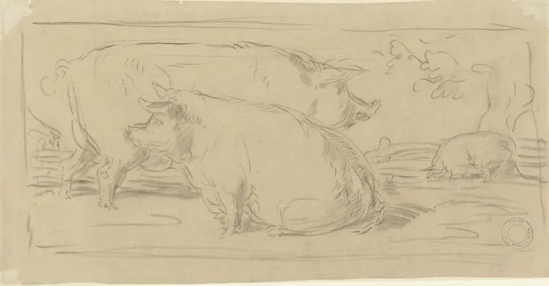 Drie varkens Wall Art by Willem van Konijnenburg - High-Resolution Digital Print