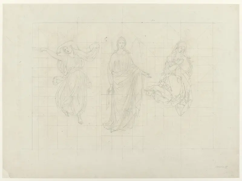 Drie vrouwelijke figuren Wall Art by David Pièrre Giottino Humbert de Superville - High-Resolution Digital Print