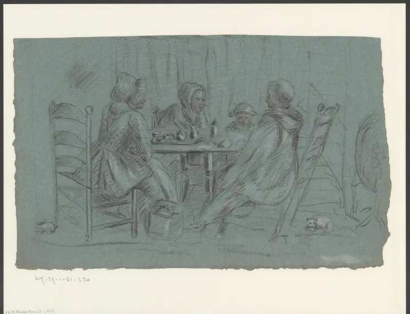 Drie vrouwen aan de koffietafel Wall Art by anonymous - High-Resolution Digital Print