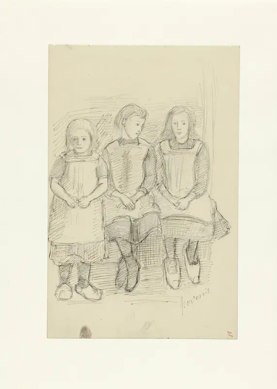 Drie zittende meisjes