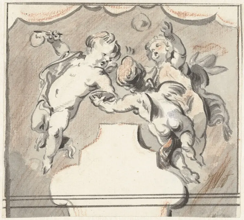 Drie zwevende putti Wall Art by Jacob de Wit - High-Resolution Digital Print