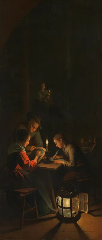 Drieluik met allegorie op het kunstonderwijs Wall Art by Willem Joseph Laquy - High-Resolution Digital Print