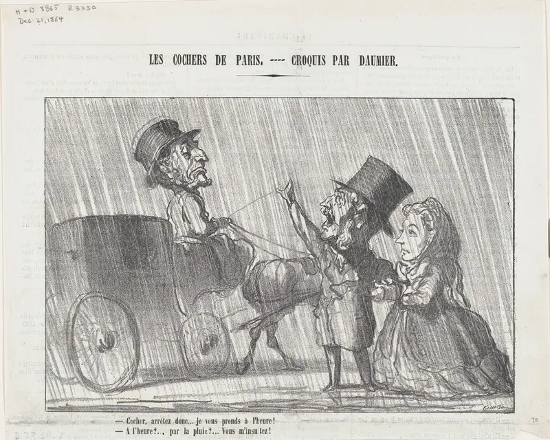 Driver, Stop, I will hire you and pay you by the hour!, from 'The coachmen in Paris,' published in Le Charivari, December 21, 1864 Wall Art by Honoré Daumier - High-Resolution Digital Print