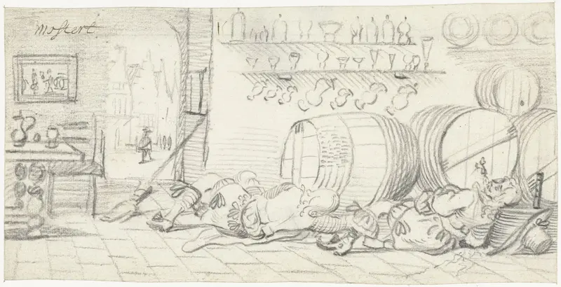 Dronkaards liggend in een taveerne Wall Art by Gesina ter Borch - High-Resolution Digital Print