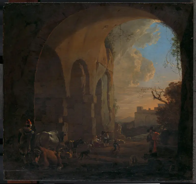 Drovers with Cattle under an Arch of the Colosseum in Rome Wall Art by Unknown - High-Resolution Digital Print
