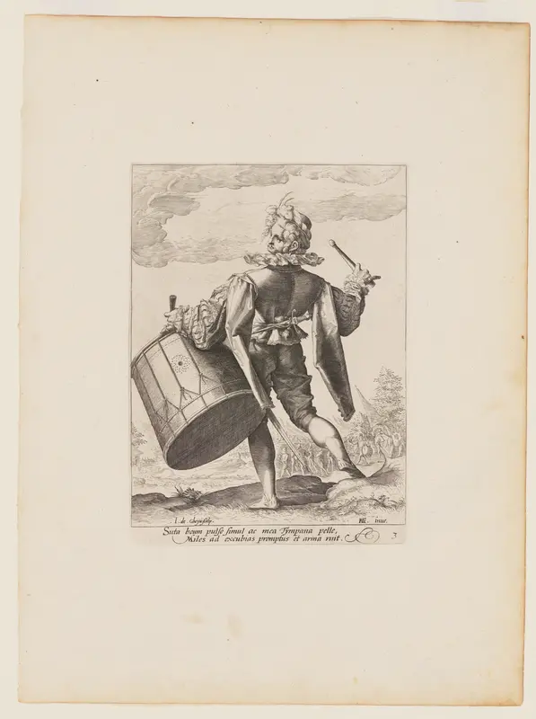 Drummer, from Officers and Soldiers of the Bodyguard of Emperor Rudolph II Wall Art by Jacob de Gheyn, II - High-Resolution Digital Print