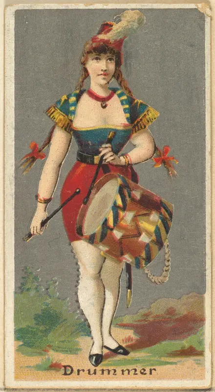 Drummer, from the Occupations for Women series (N166) for Old Judge and Dogs Head Cigarettes Wall Art by Goodwin & Company - High-Resolution Digital Print