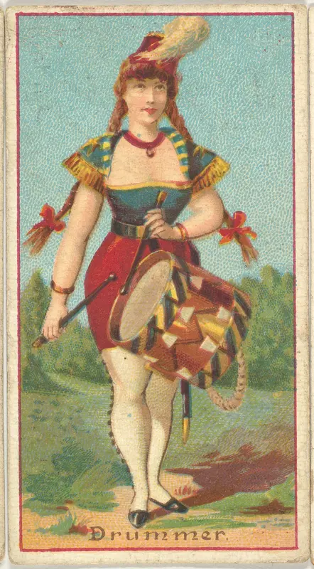 Drummer, from the Occupations of Women series (N502) for Frishmuth's Tobacco Company Wall Art by Frishmuth's Tobacco Company - High-Resolution Digital Print