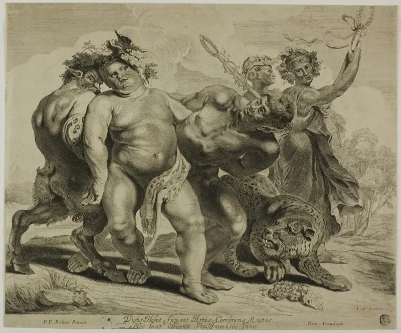 Drunken Bacchus Helped on his Way Wall Art by Jonas Suyderhoef - High-Resolution Digital Print