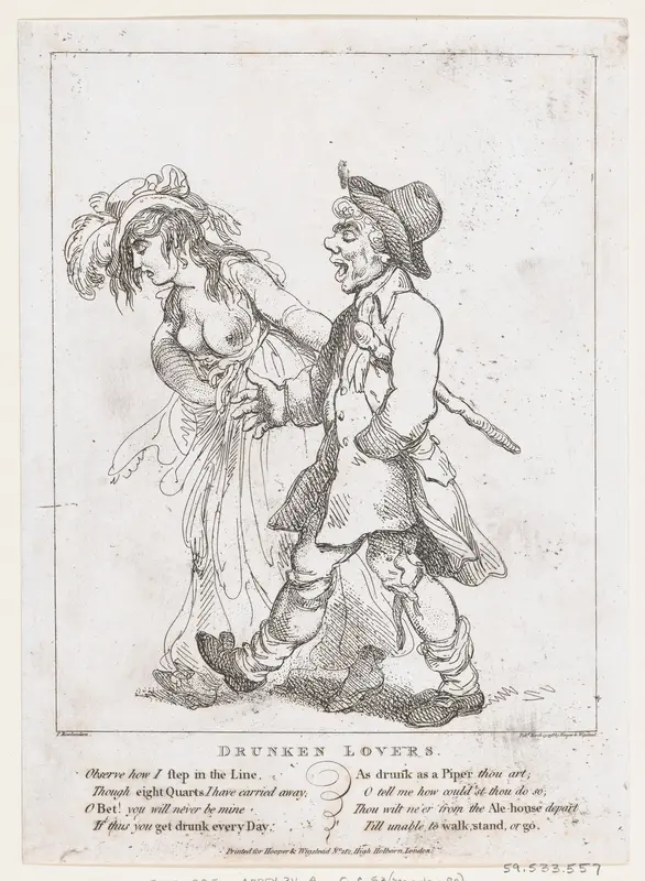 Drunken Lovers Wall Art by Thomas Rowlandson - High-Resolution Digital Print