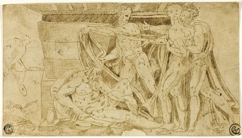 Drunkenness of Noah Wall Art by Michelangelo Buonarroti - High-Resolution Digital Print
