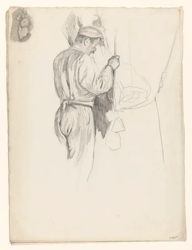 Dubbel schetsblad met twee studies van een molenaar Wall Art by Willem Witsen - High-Resolution Digital Print