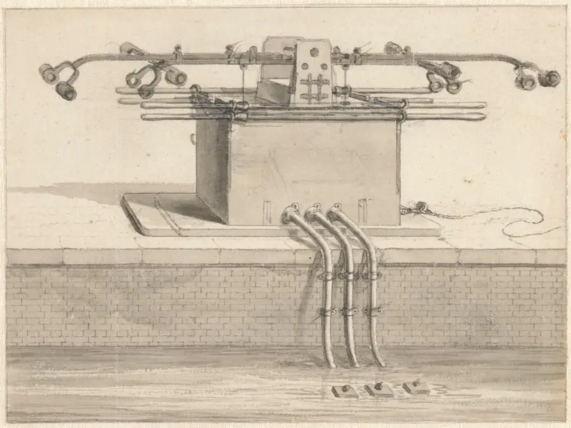 Dubbele zuigpomp voor de slangbrandspuit Wall Art by Jan van der Heyden - High-Resolution Digital Print