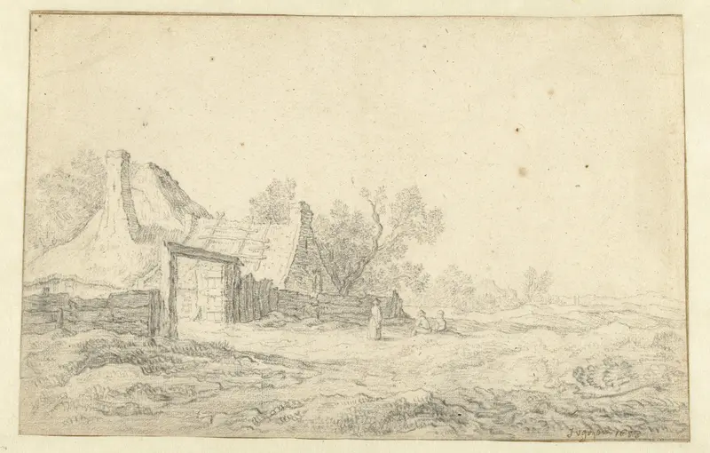 Duinlandschap met drie figuren voor een boerderij Wall Art by Pieter de Neyn - High-Resolution Digital Print