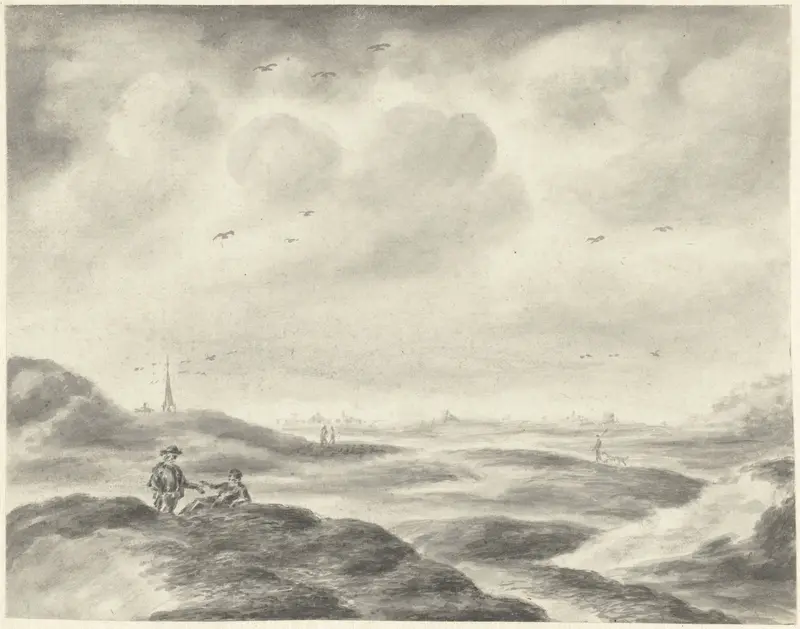 Duinlandschap met enige figuren Wall Art by Unknown - High-Resolution Digital Print