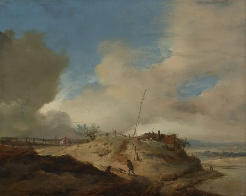Duinlandschap met seinpaal Wall Art by Unknown - High-Resolution Digital Print