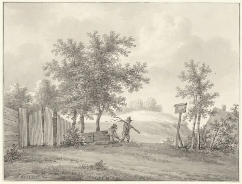 Duinlandschap met twee sprokkelaars Wall Art by Anthony Oberman - High-Resolution Digital Print