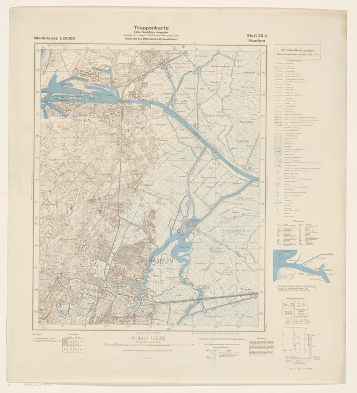 Duitse militaire kaart van het gebied tussen Haarlem en IJmuiden Wall Art by anonymous - High-Resolution Digital Print