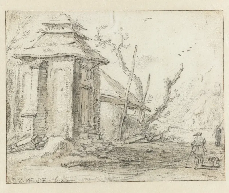 Duiventil en hooischelf Wall Art by Esaias van de Velde - High-Resolution Digital Print