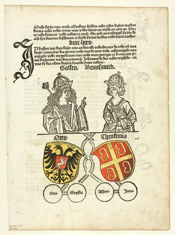 Duke Otto of Saxony and his Wife, Theokemia from Sachsen-Chronik (Saxon Chronicle), Plate 33 from Woodcuts from Books of the 15th Century Wall Art by Unknown artist - High-Resolution Digital Print