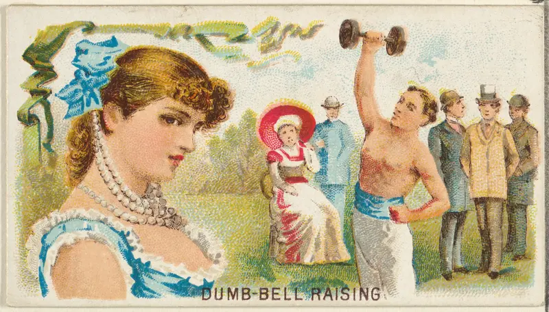 Dumb-Bell Raising, from the Games and Sports series (N165) for Old Judge Cigarettes Wall Art by Goodwin & Company - High-Resolution Digital Print