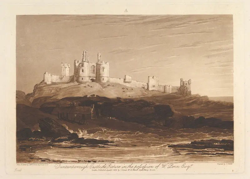 Dunstanborough Castle, part III, plate 14 from "Liber Studiorum" Wall Art by Joseph Mallord William Turner - High-Resolution Digital Print