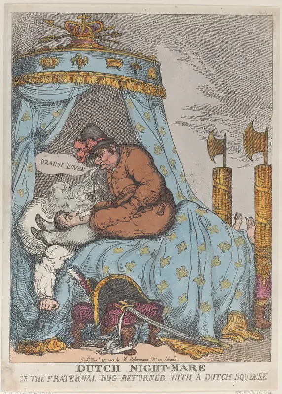 Dutch Night-Mare or the Fraternal Hug Returned with a Dutch Squeeze Wall Art by Thomas Rowlandson - High-Resolution Digital Print