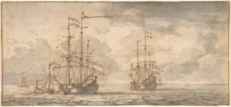 Dutch Ships at Anchor Wall Art by Willem van de Velde II - High-Resolution Digital Print