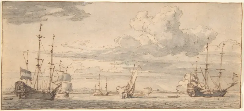 Dutch Ships in a Bay Wall Art by Willem van de Velde II - High-Resolution Digital Print