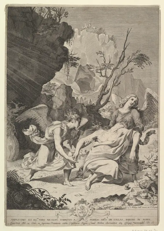 Dying Magdalen Sustained by Angels Wall Art by Claude Mellan - High-Resolution Digital Print