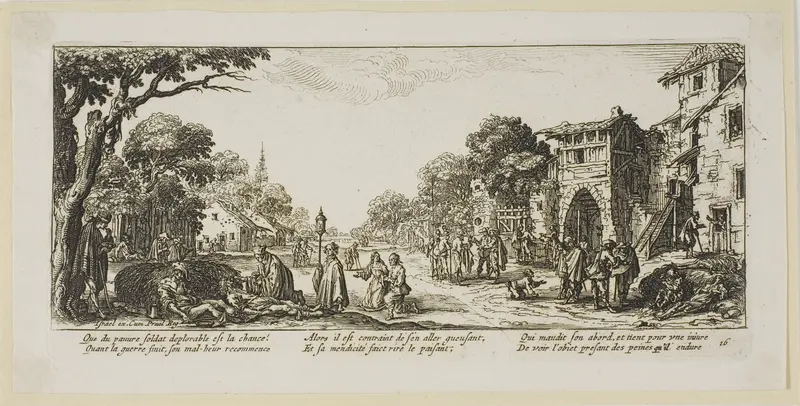 Dying Soldiers by the Roadside, plate sixteen from The Large Miseries of War Wall Art by Gerrit Lucasz van Schagen - High-Resolution Digital Print