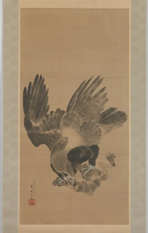 Eagle Attacking a Monkey Wall Art by Kawanabe Kyōsai 河鍋暁斎 - High-Resolution Digital Print