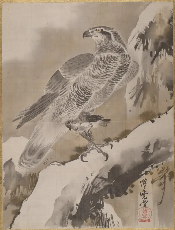 Eagle Holding Small Bird Wall Art by Kawanabe Kyōsai 河鍋暁斎 - High-Resolution Digital Print
