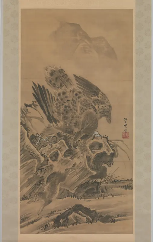 Eagle Pursuing Rabbit Wall Art by Kawanabe Kyōsai 河鍋暁斎 - High-Resolution Digital Print