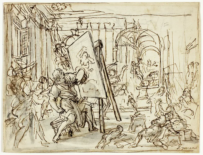 Earthquake in an Artist's Studio Wall Art by Pietro da Cortona - High-Resolution Digital Print