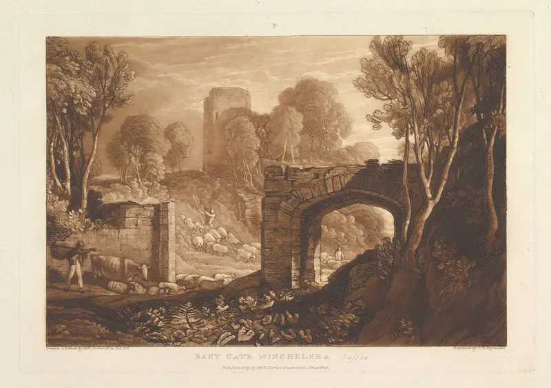 East Gate, Winchelsea, Sussex, part XIV, plate 67 from "Liber Studiorum" Wall Art by Joseph Mallord William Turner - High-Resolution Digital Print