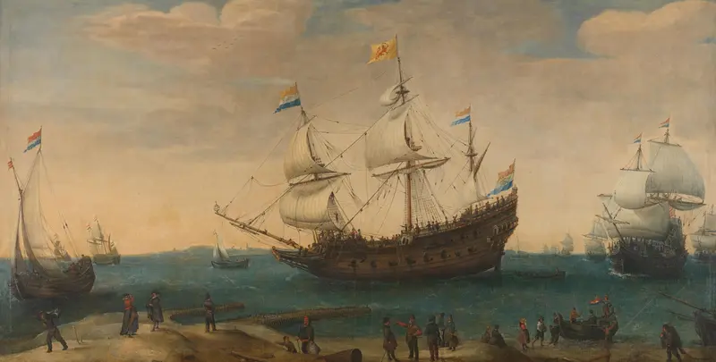 East Indiamen off a Coast Wall Art by Unknown - High-Resolution Digital Print
