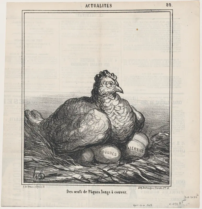 Easter eggs hatched for a long time, from "News of the Day" Wall Art by Honoré Daumier - High-Resolution Digital Print
