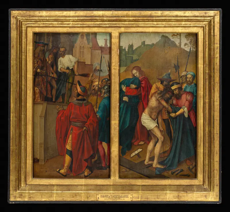Ecce Homo, (reverse) Christ Blessing; The Disrobing of Christ, (reverse) Saint John the Baptist Wall Art by Cornelis Engebrechtsz - High-Resolution Digital Print