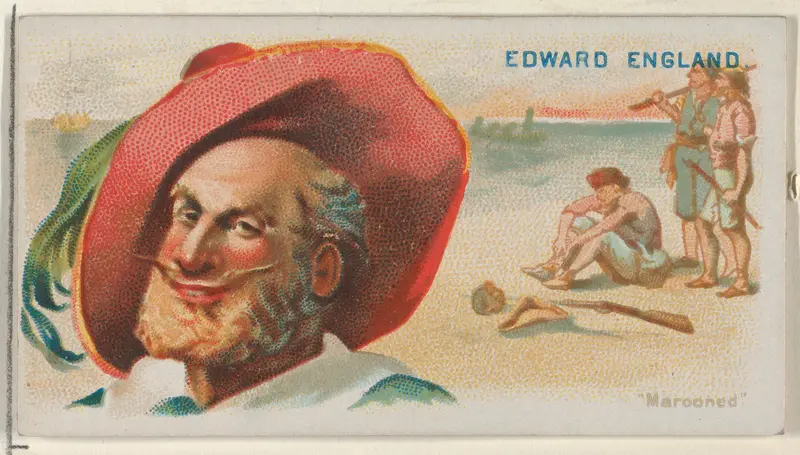 Edward England, Marooned, from the Pirates of the Spanish Main series (N19) for Allen & Ginter Cigarettes Wall Art by Allen & Ginter - High-Resolution Digital Print