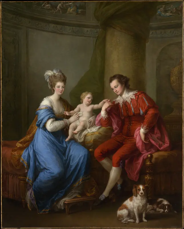 Edward Smith Stanley (1752–1834), Twelfth Earl of Derby, Elizabeth, Countess of Derby (Lady Elizabeth Hamilton, 1753–1797), and Their Son (Edward Smith Stanley, 1775–1851) Wall Art by Angelica Kauffmann - High-Resolution Digital Print
