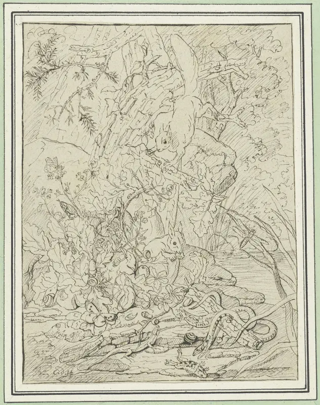 Eekhoorns, slangen en amfibieën in het struikgewas Wall Art by Carl Wilhelm de Hamilton - High-Resolution Digital Print