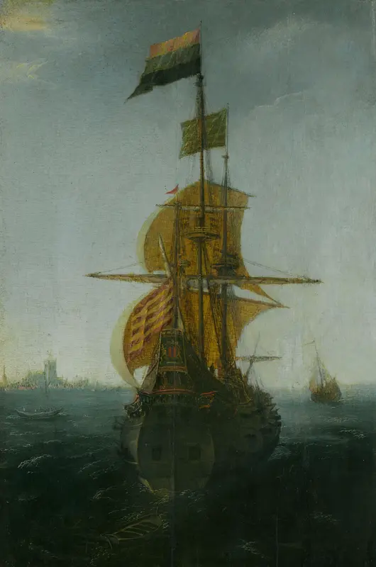 Een Amsterdamse Oost-Indiëvaarder Wall Art by Unknown - High-Resolution Digital Print