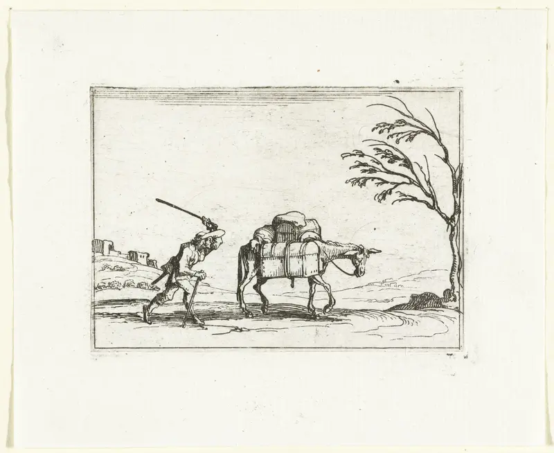 Een boer slaat zijn pakezel Wall Art by Jacques Callot - High-Resolution Digital Print