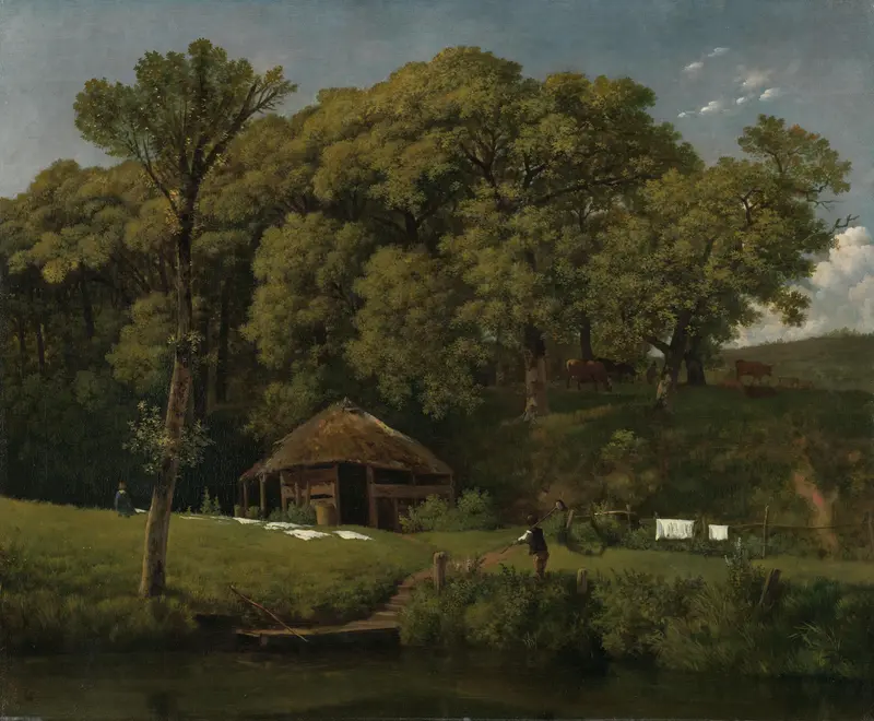 Een bouwhoeve aan de oever van een beek in Gelderland Wall Art by Wouter Johannes van Troostwijk - High-Resolution Digital Print