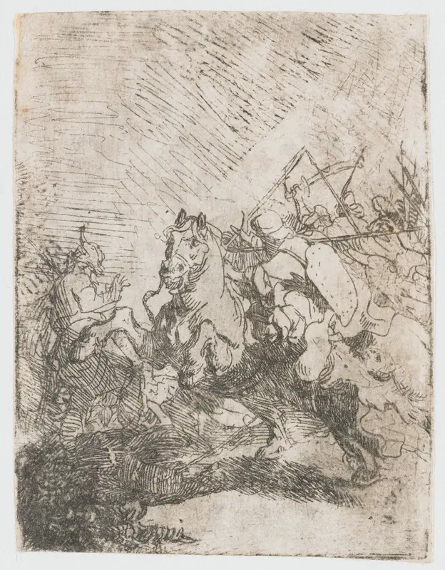 Een cavaleriegevecht Wall Art by Rembrandt van Rijn - High-Resolution Digital Print