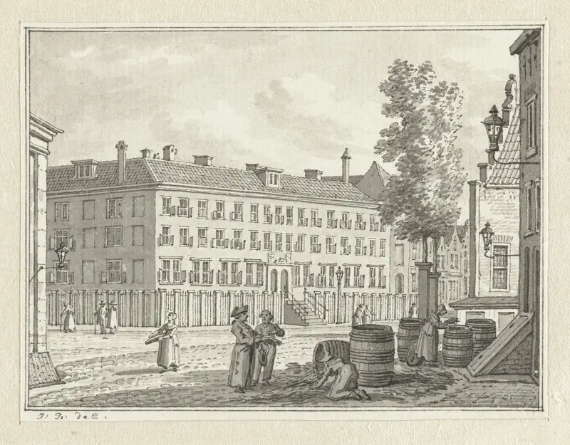 Een dame schenkt zich een kopje thee in Wall Art by Floris Croese - High-Resolution Digital Print